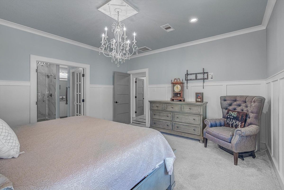 Bedroom, Chandelier, Interior, Recessed Lighting
