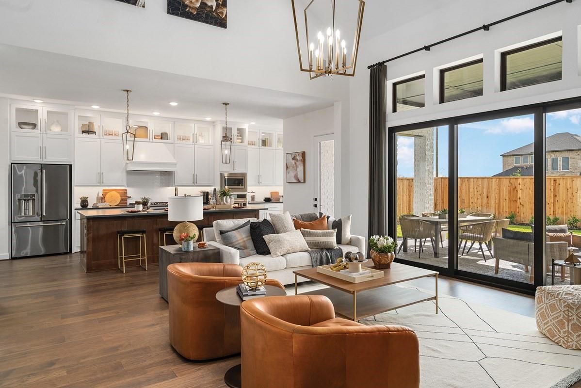 Interior, Kitchen, Living room, Pendant Lights, Recessed Lighting, Stainless Steel Appliances, Wood Texture Flooring