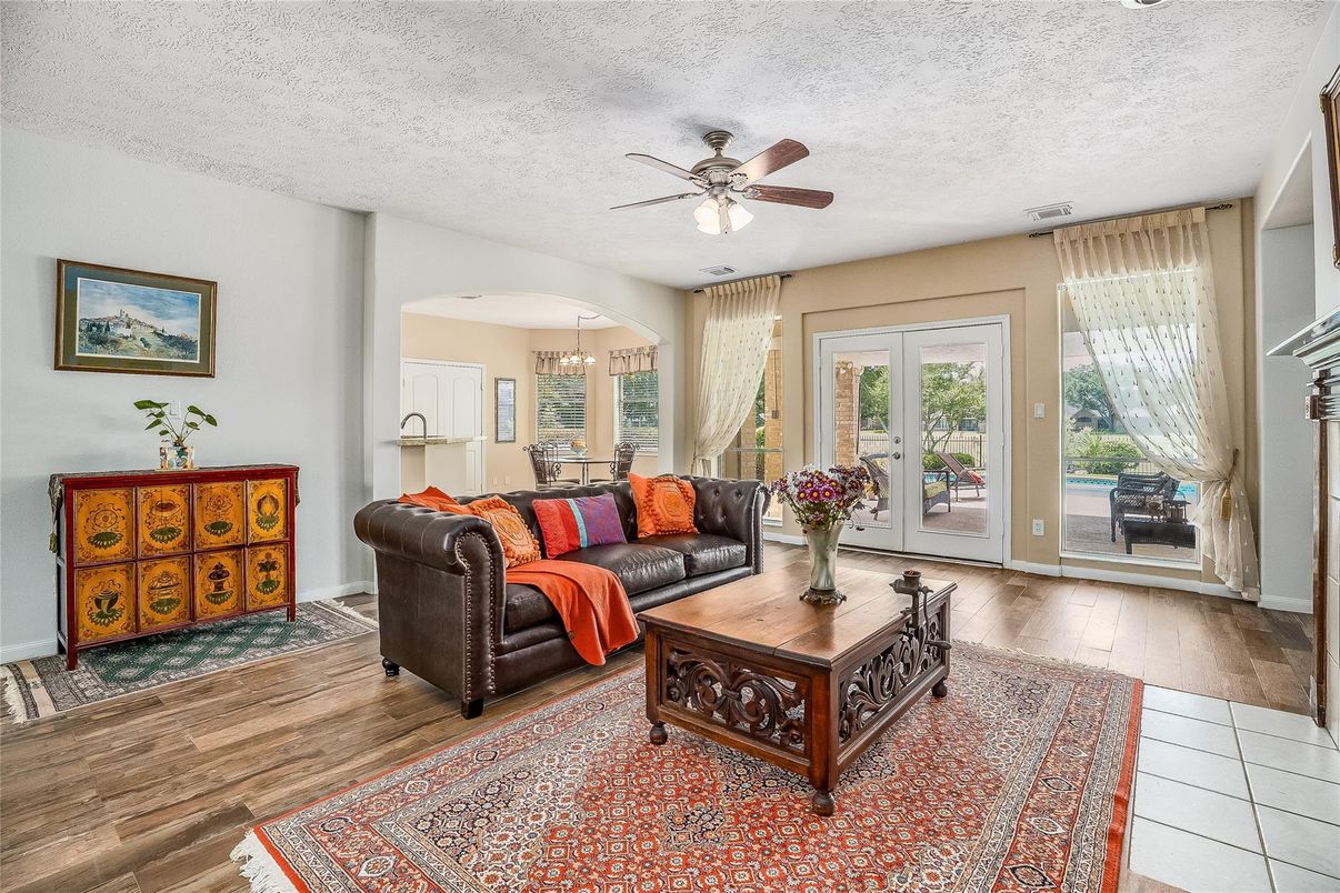Chandelier, Interior, Living room, Wood Texture Flooring