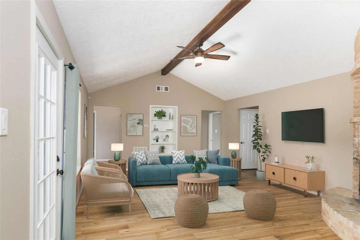Interior, Living room, Wooden Beams, Wood Texture Flooring