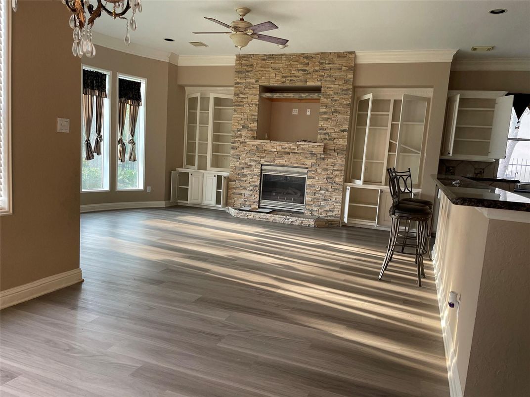 Fireplace, Interior, Stone Walls, Wood Texture Flooring