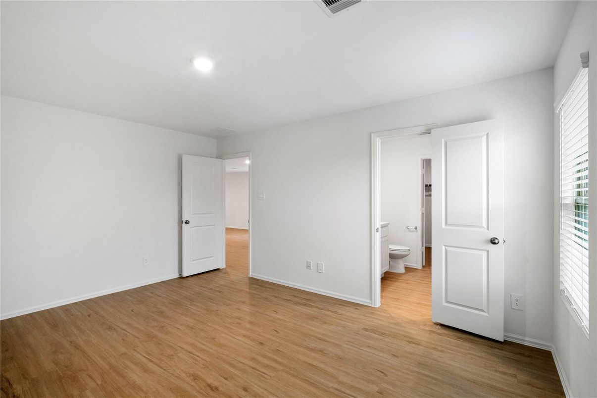Bathroom, Empty room, Interior, Recessed Lighting, Wood Texture Flooring