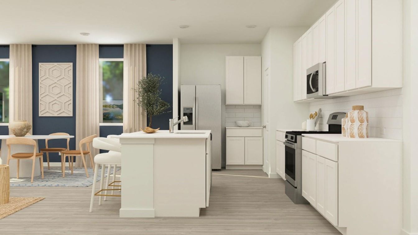 Interior, Kitchen, Recessed Lighting, Wood Texture Flooring