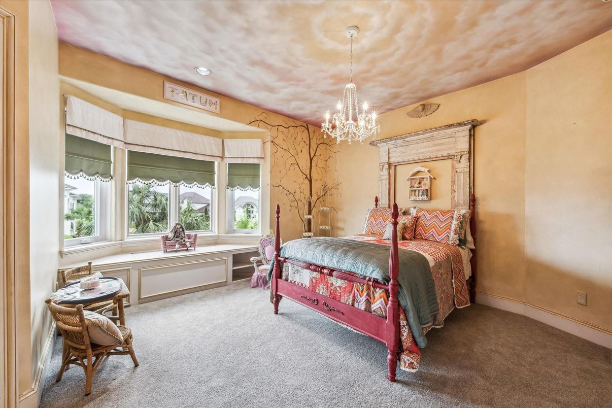 Bedroom, Chandelier, Interior, Recessed Lighting