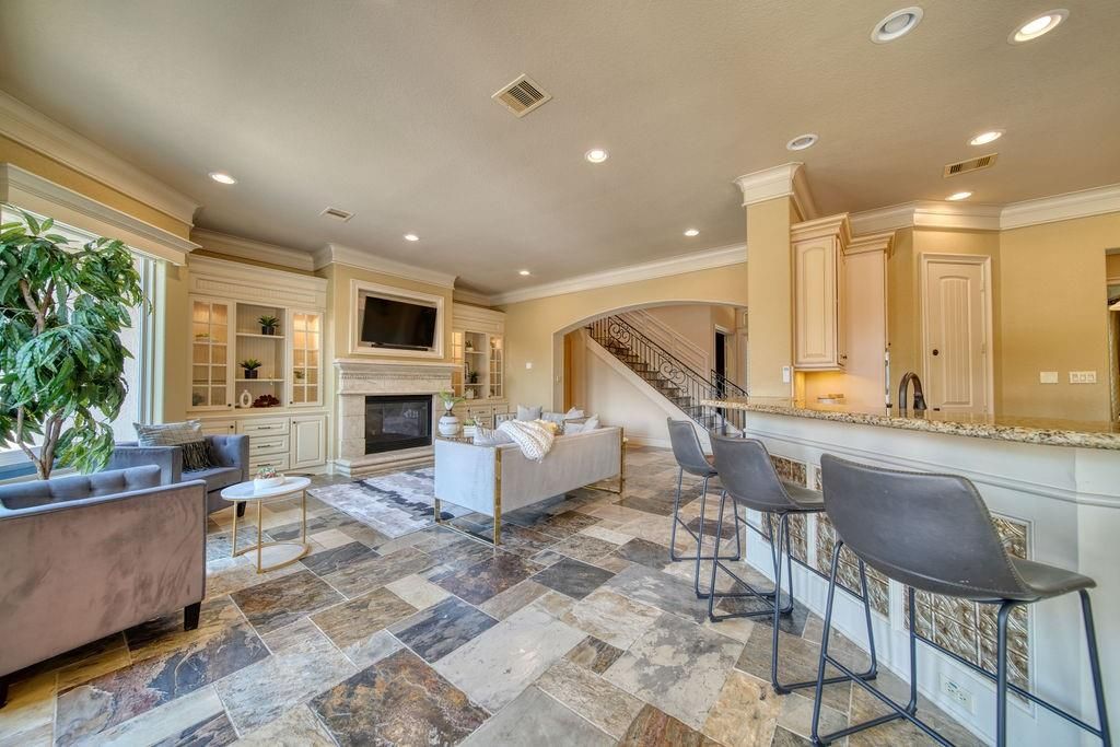 Fireplace, Interior, Living room, Recessed Lighting