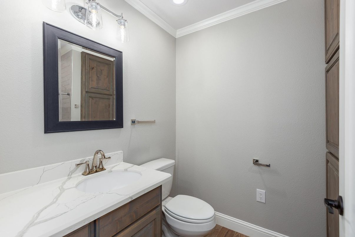 Bathroom, Interior, Recessed Lighting, Wood Texture Flooring