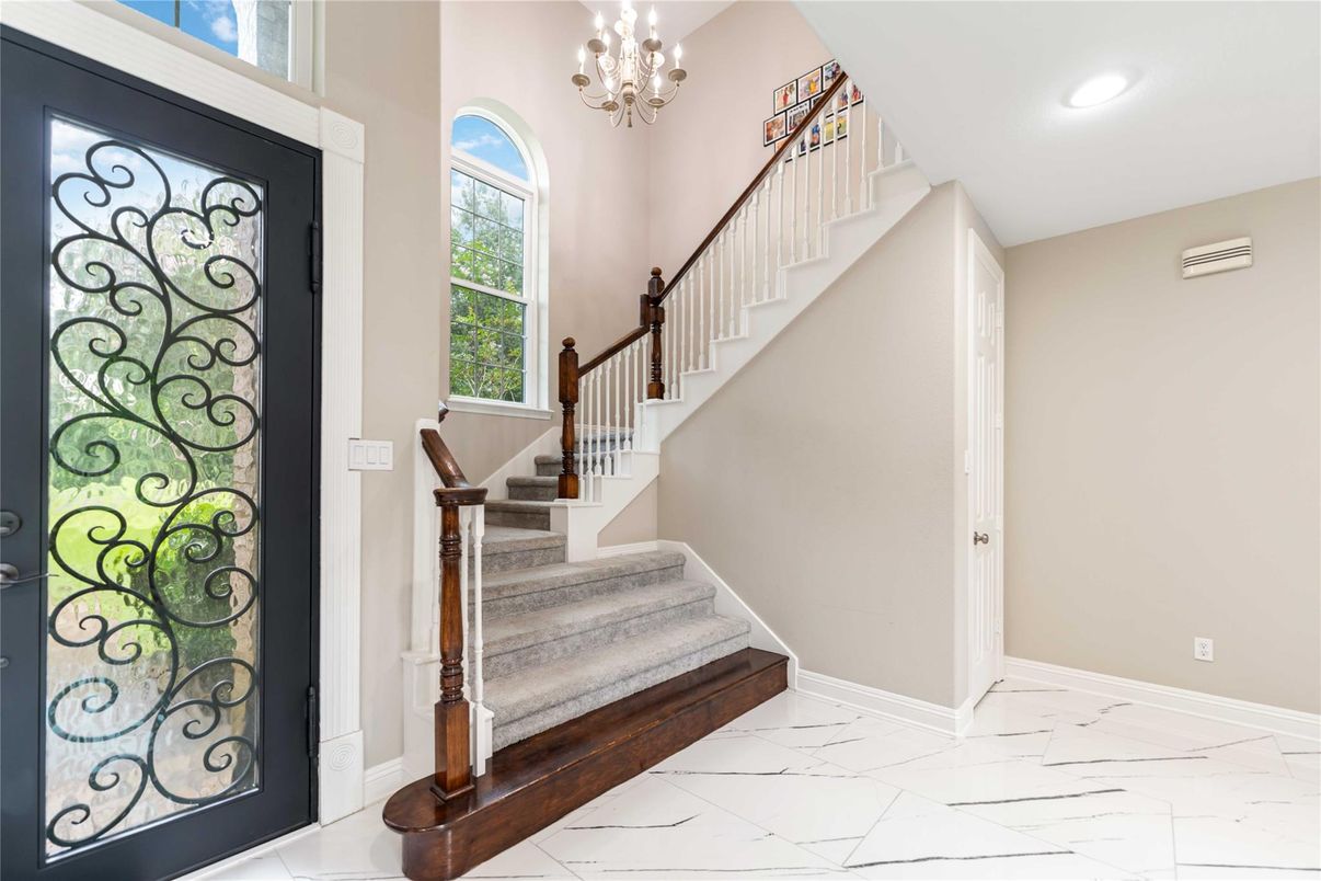 Chandelier, Interior, Marble, Recessed Lighting