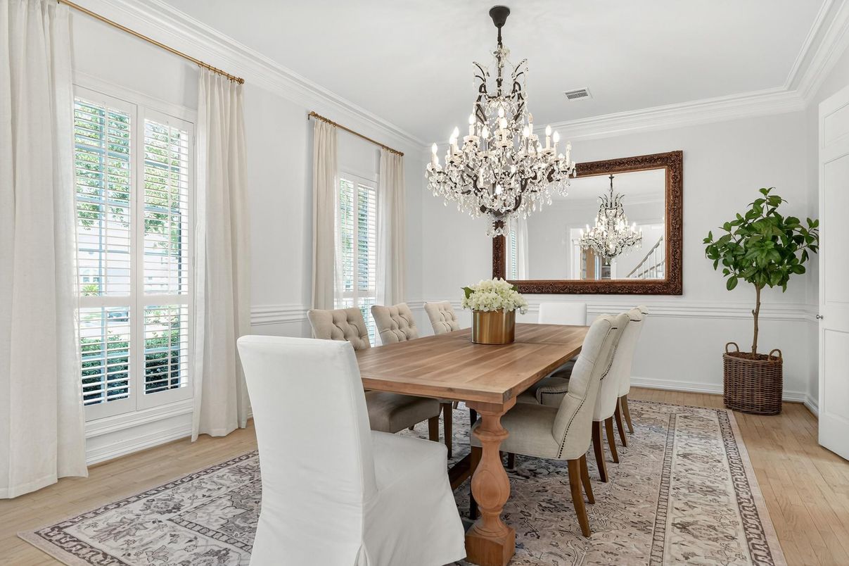 Chandelier, Dining room, Interior, Wood Texture Flooring