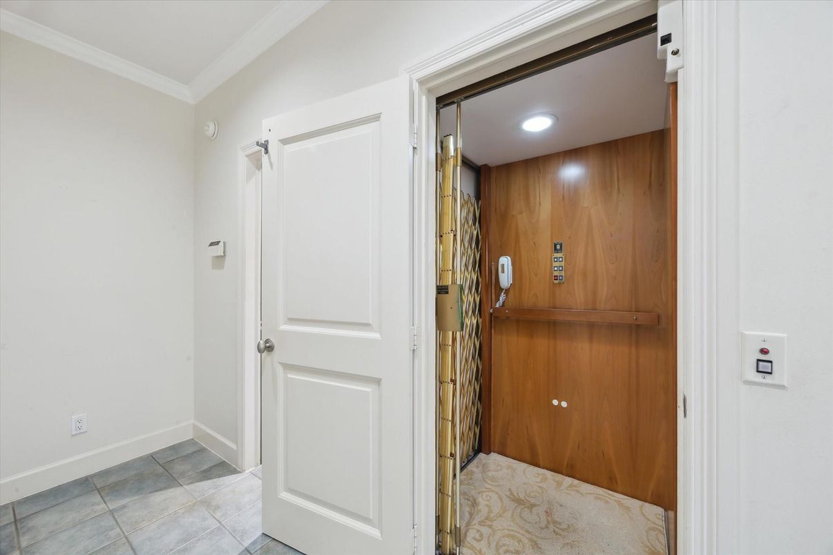 Elevator, Interior, Recessed Lighting, Wooden Walls