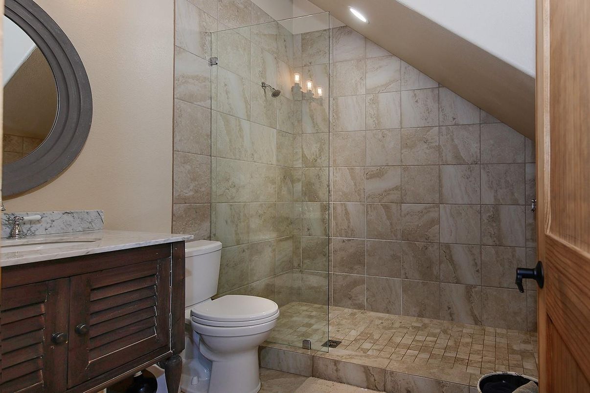 Bathroom, Glass Shower, Interior, Recessed Lighting