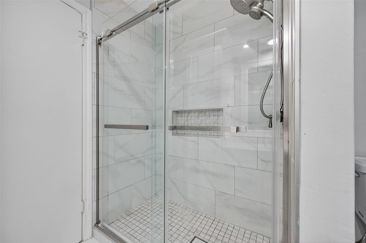 Bathroom, Glass Shower, Interior, Marble Walls