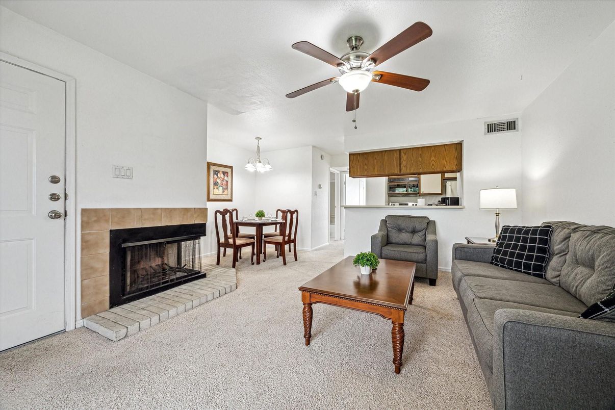 Chandelier, Dining room, Fireplace, Interior, Living room