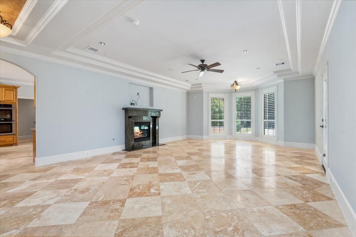 Empty room, Fireplace, Interior, Recessed Lighting