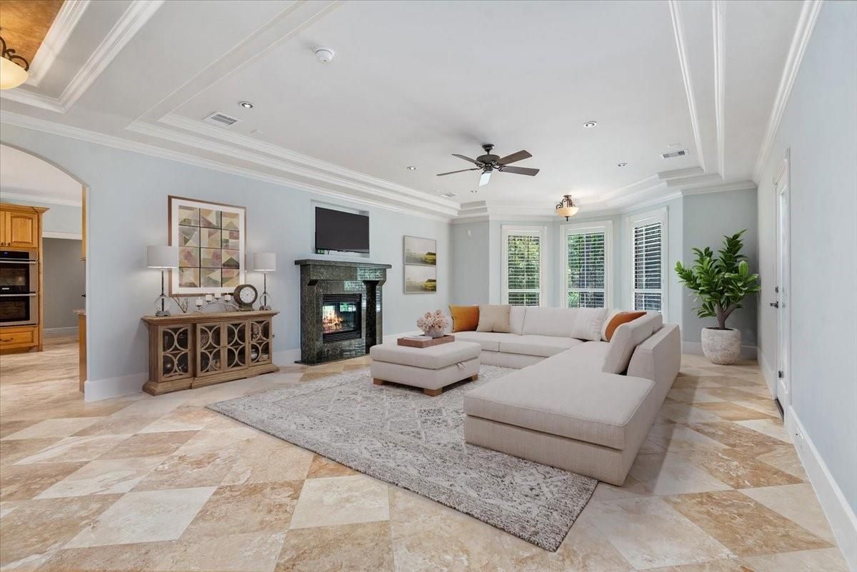 Fireplace, Interior, Living room, Recessed Lighting