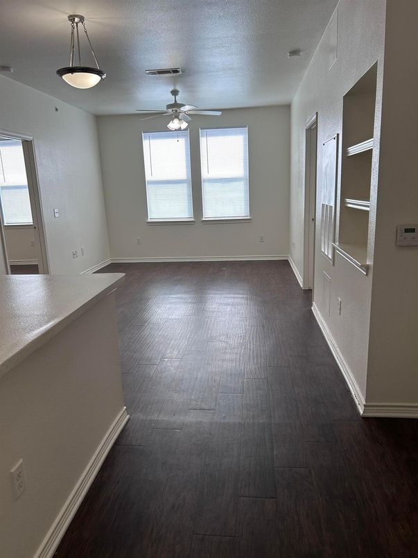 Empty room, Interior, Pendant Lights, Wood Texture Flooring