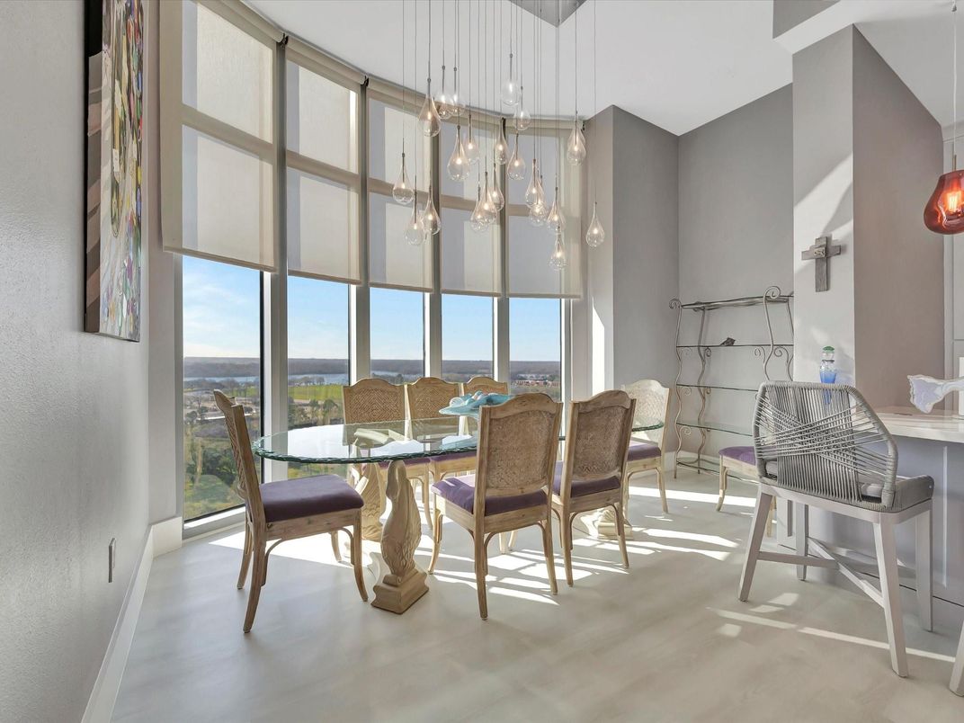 Dining room, Interior, Pendant Lights, Water
