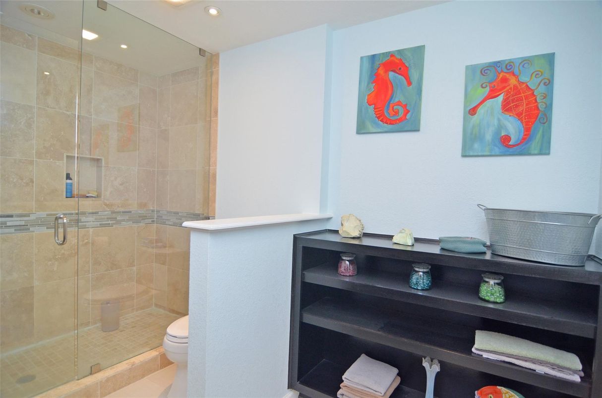 Bathroom, Glass Shower, Interior, Recessed Lighting