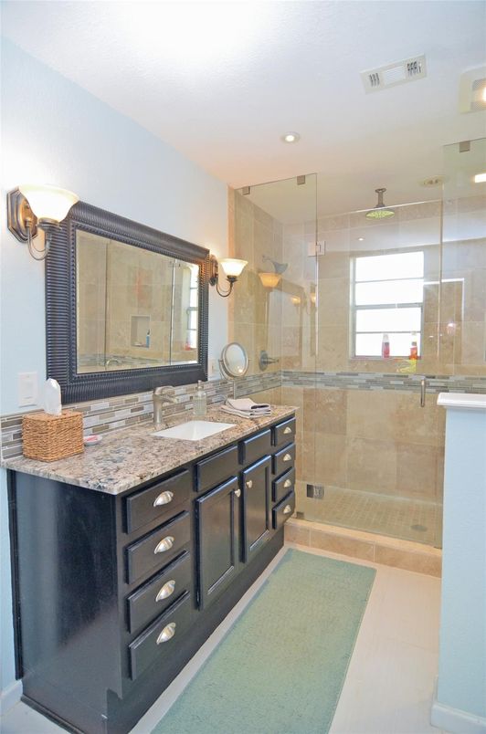 Bathroom, Dual Sink Vanities, Glass Shower, Interior, Recessed Lighting