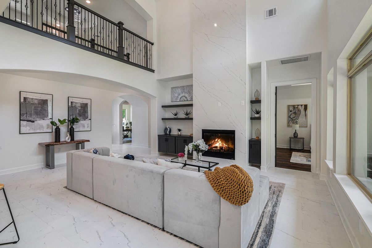 Fireplace, Interior, Living room, Marble, Marble Walls, Recessed Lighting
