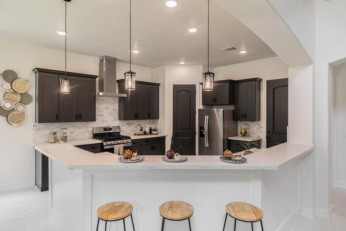 Interior, Kitchen, Marble, Pendant Lights, Recessed Lighting, Stainless Steel Appliances