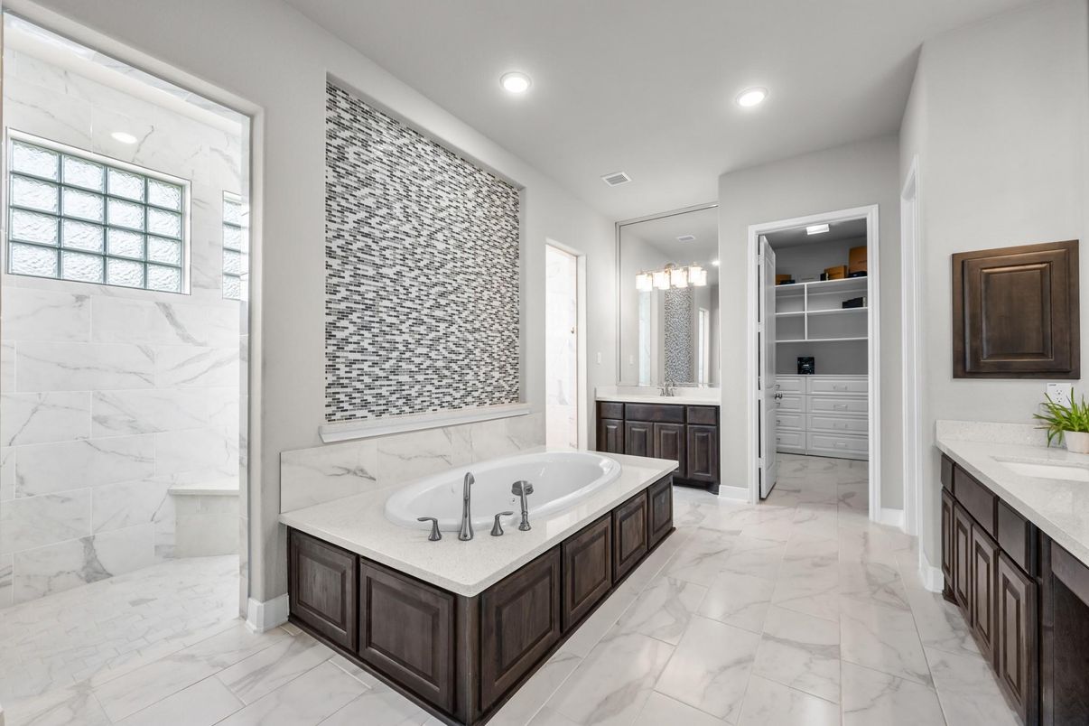 Bathroom, Chandelier, Interior, Marble, Marble Walls, Recessed Lighting