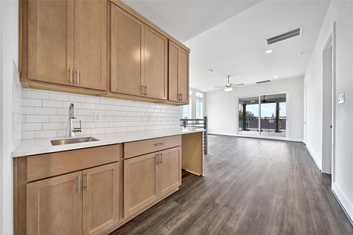 Interior, Kitchen, Recessed Lighting, Wood Texture Flooring