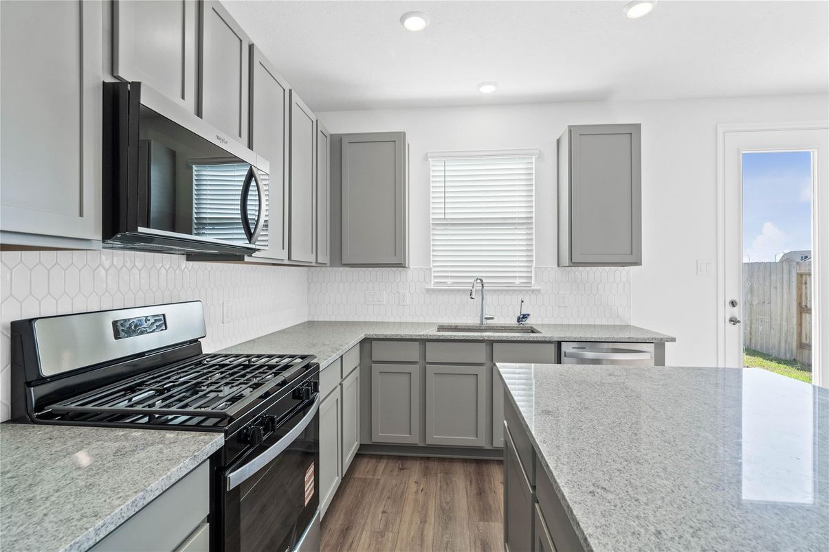Interior, Kitchen, Recessed Lighting, Wood Texture Flooring