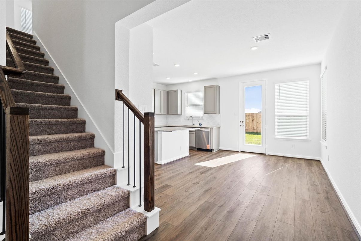 Interior, Kitchen, Recessed Lighting, Wood Texture Flooring