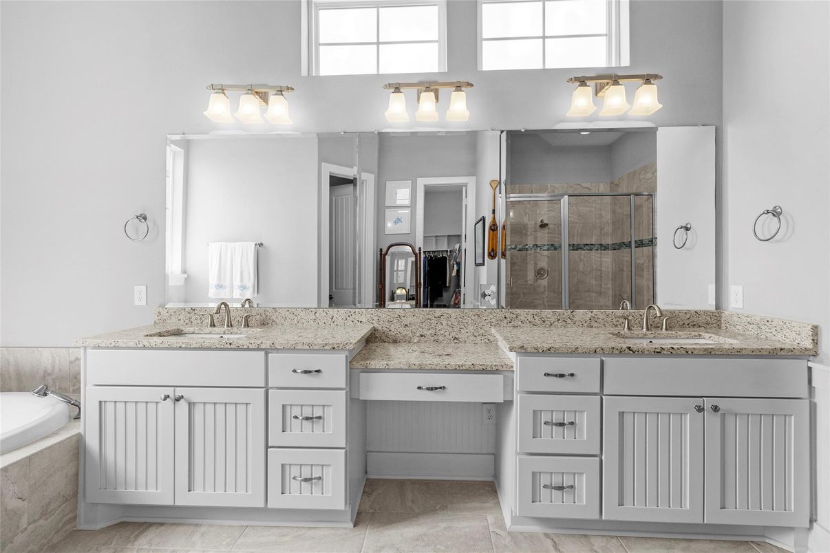 Bathroom, Dual Sink Vanities, Glass Shower, Interior