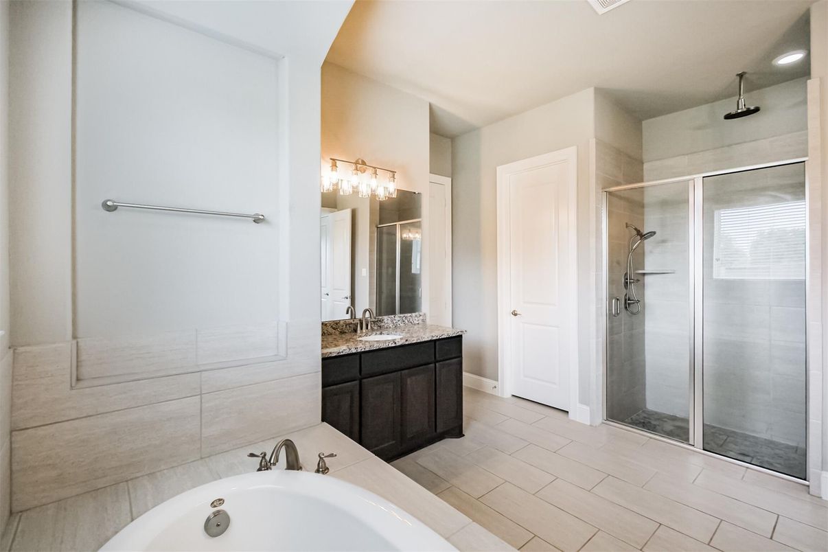 Bathroom, Glass Shower, Interior, Wood Texture Flooring