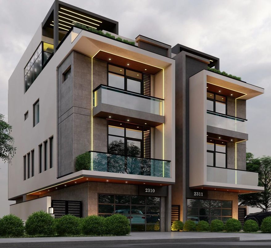 Exterior, Facade, Modern