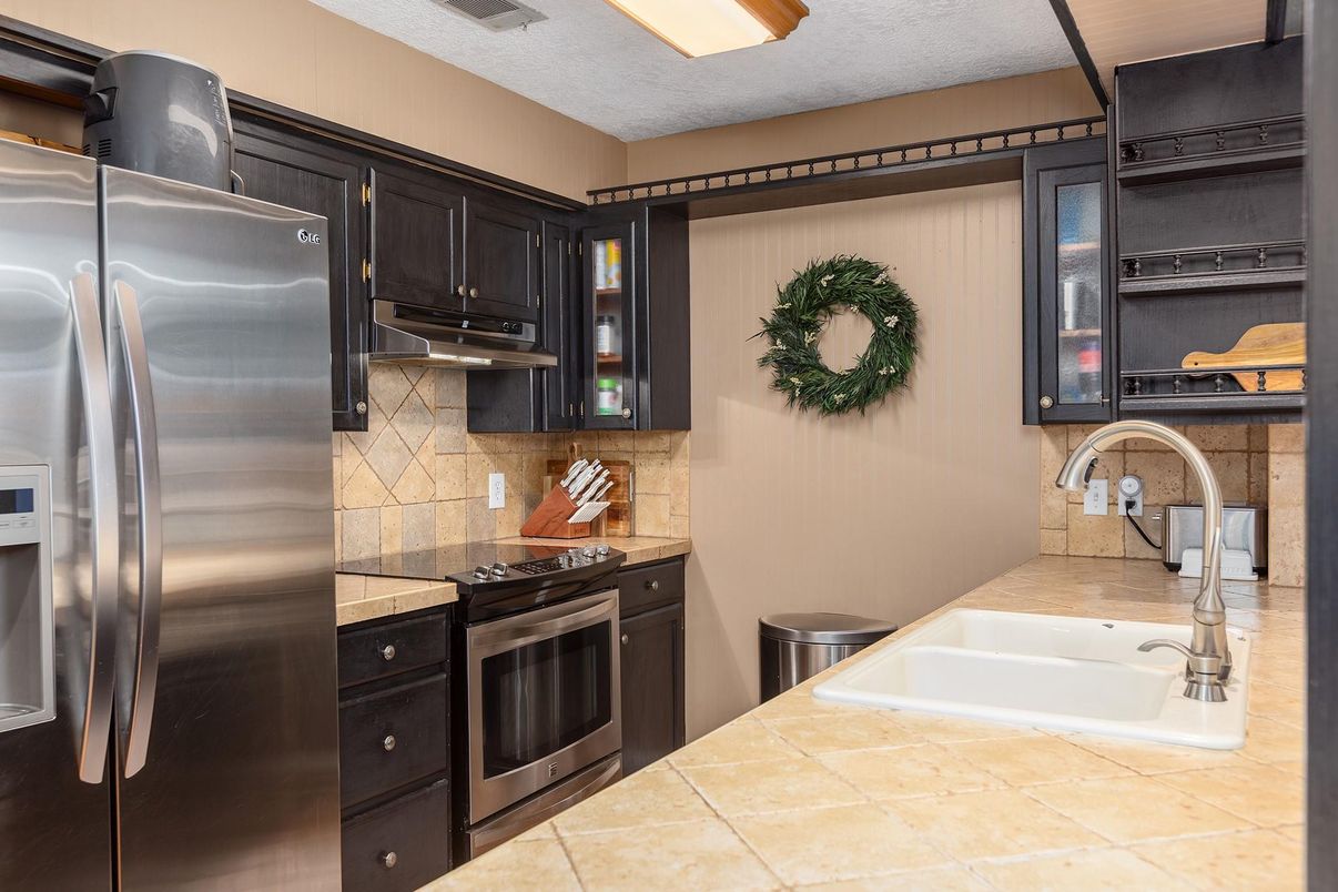 Interior, Kitchen, Stainless Steel Appliances, Tile Countertops