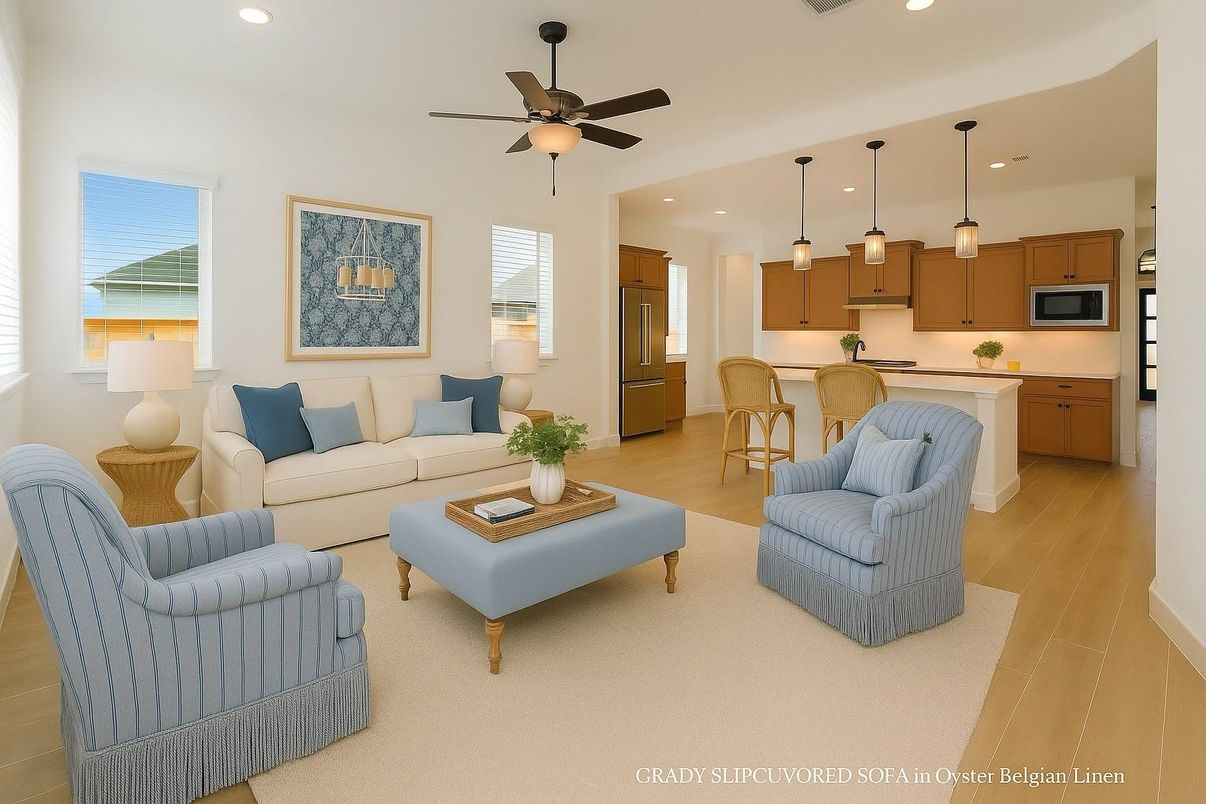 Interior, Kitchen, Living room, Pendant Lights, Recessed Lighting, Stainless Steel Appliances, Wood Texture Flooring