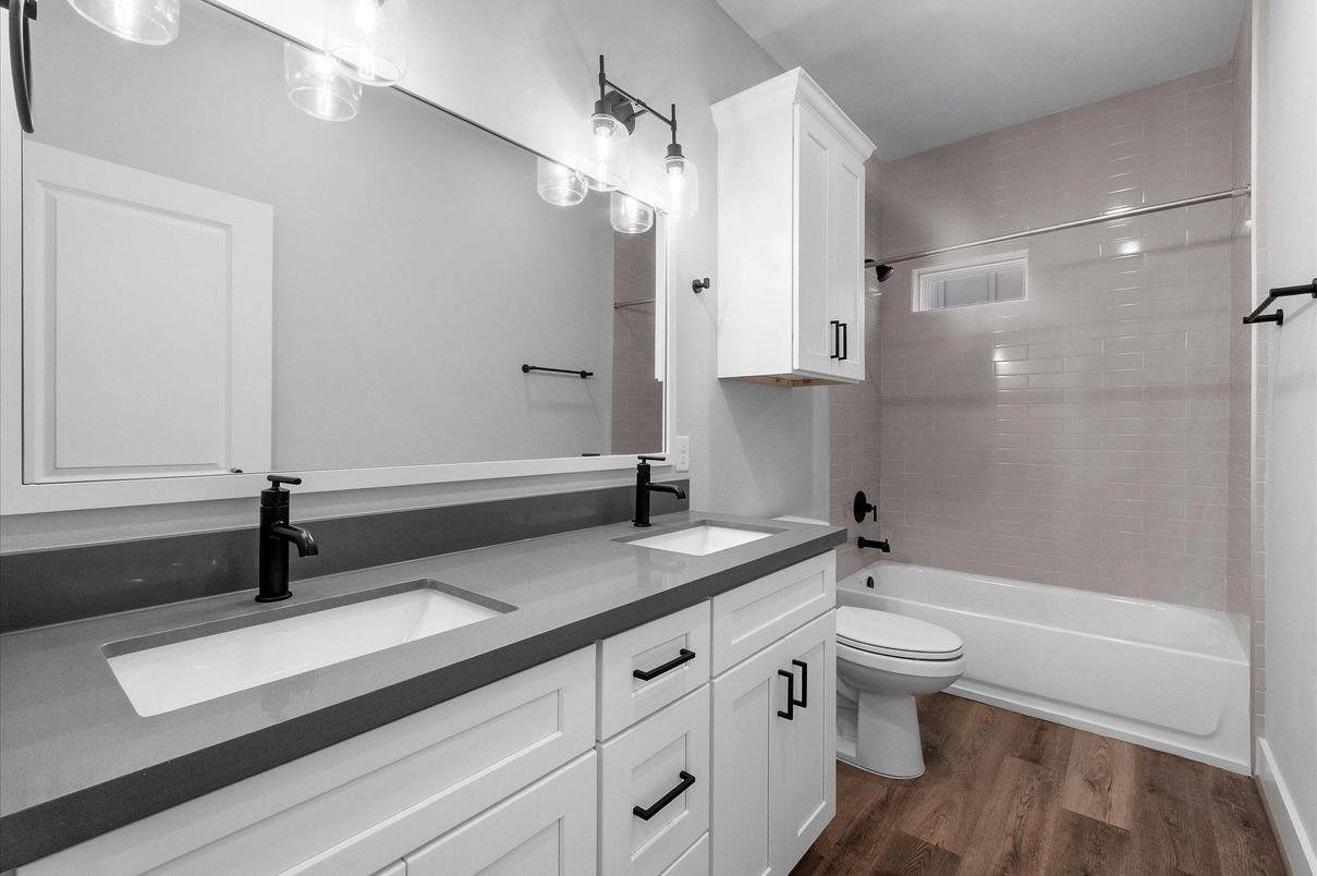 Bathroom, Dual Sink Vanities, Interior, Wood Texture Flooring