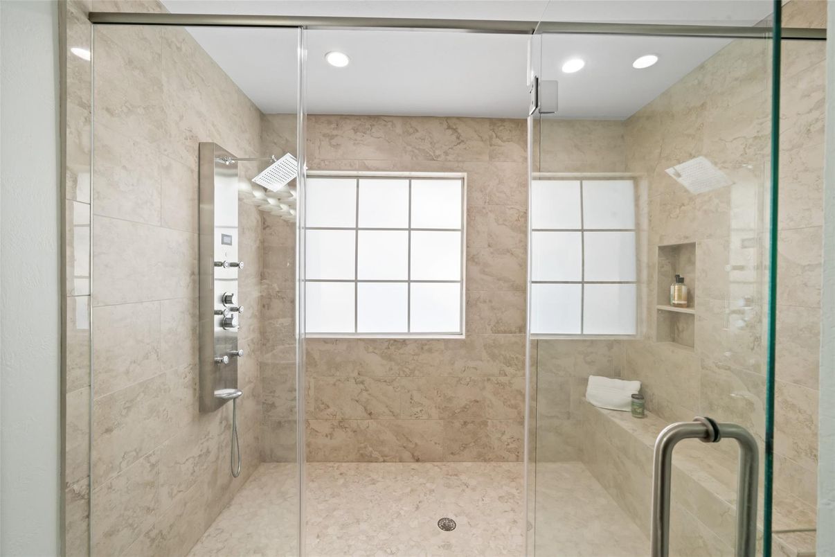 Bathroom, Glass Shower, Interior, Recessed Lighting