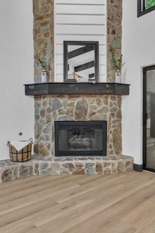 Fireplace, Interior, Wood Texture Flooring