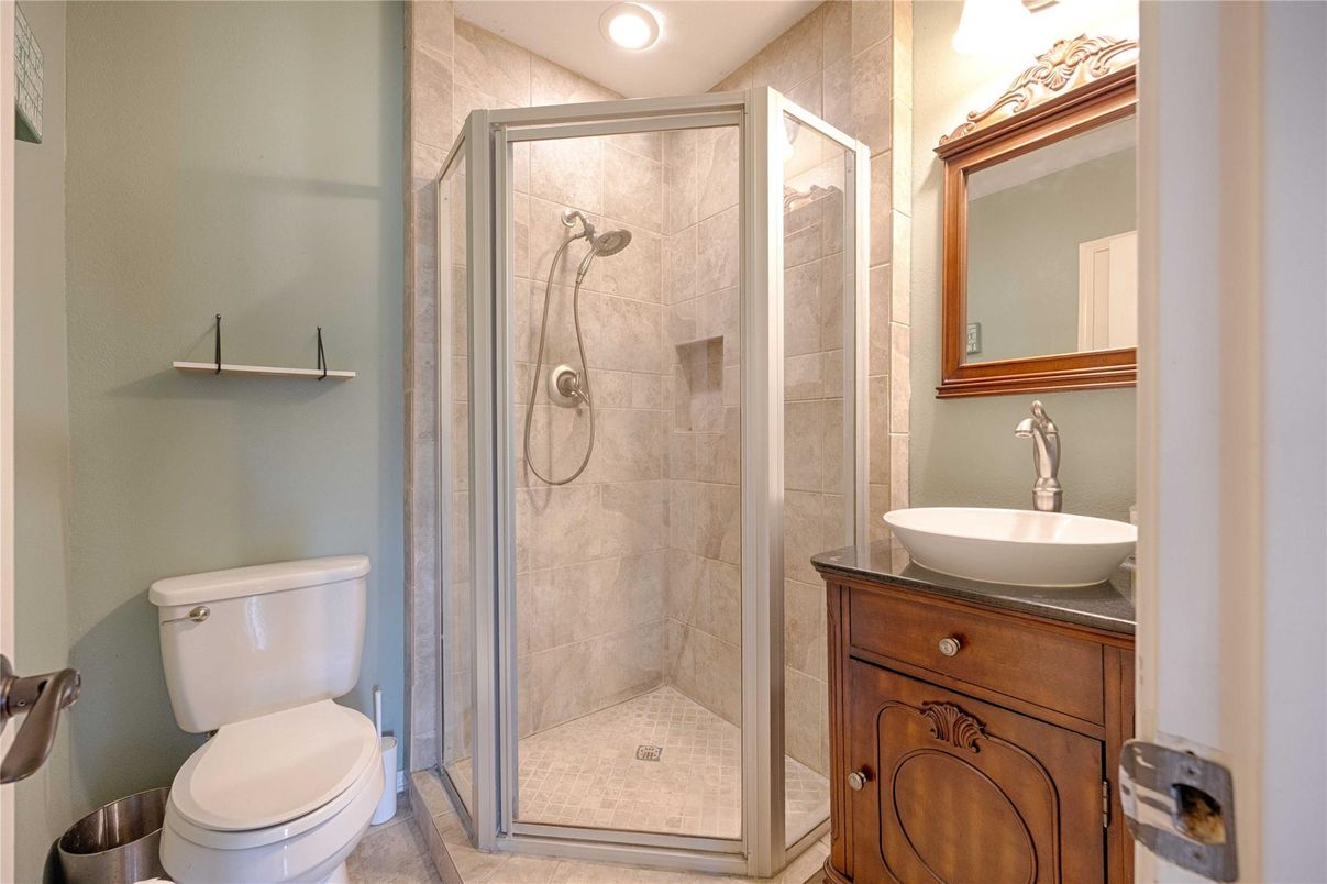 Bathroom, Glass Shower, Interior, Recessed Lighting