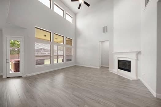 Empty room, Fireplace, Interior, Wood Texture Flooring