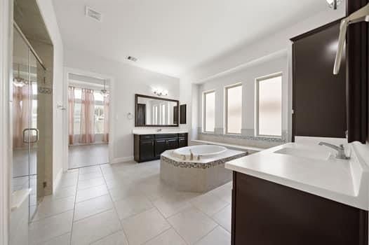 Bathroom, Dual Sink Vanities, Glass Shower, Interior