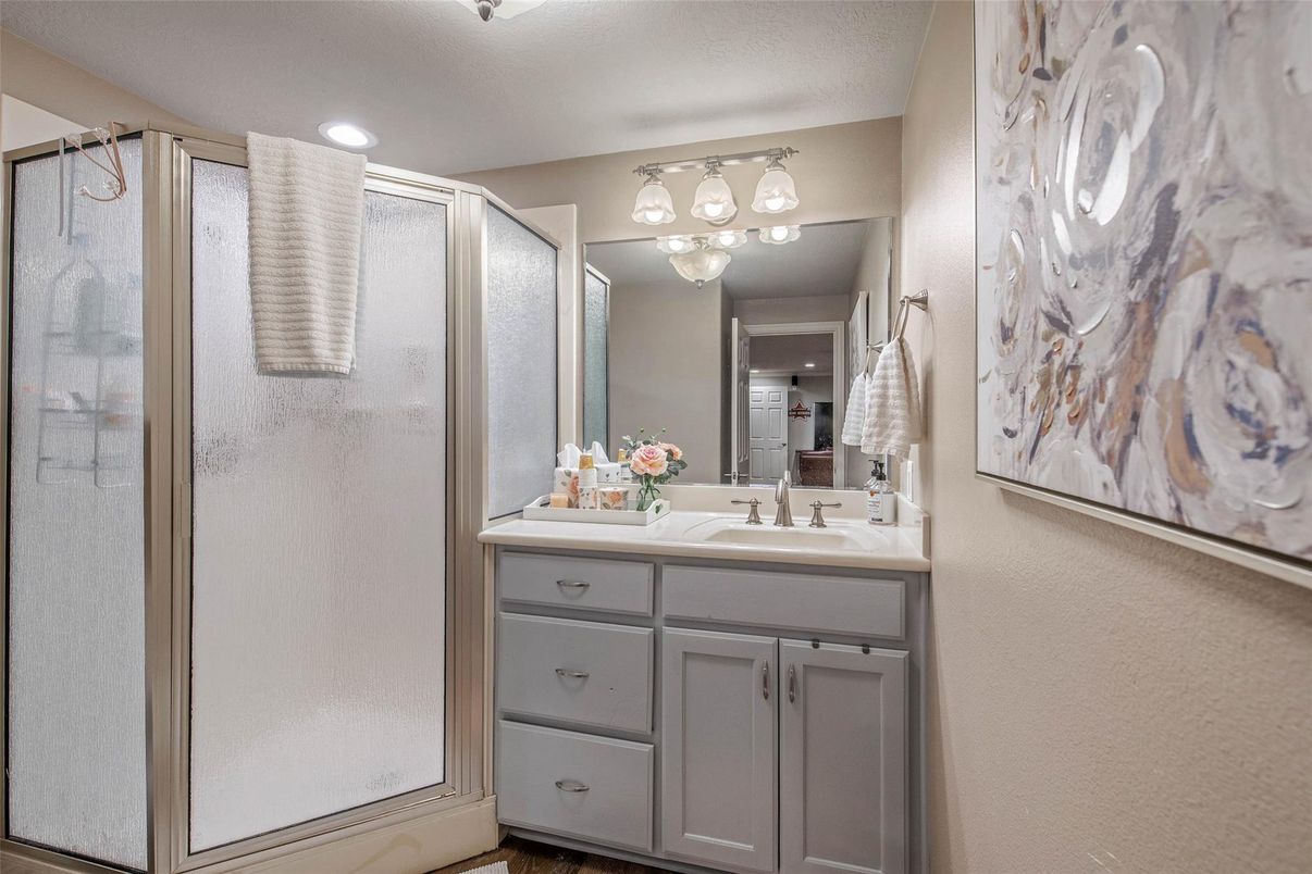 Bathroom, Glass Shower, Interior, Recessed Lighting
