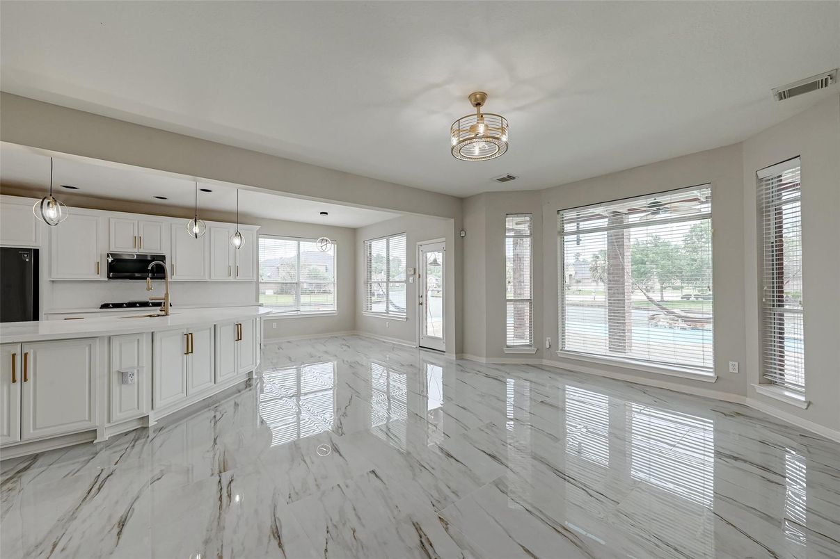 Interior, Kitchen, Marble, Pendant Lights