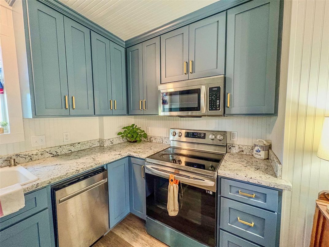 Interior, Kitchen, Stainless Steel Appliances, Wood Texture Flooring