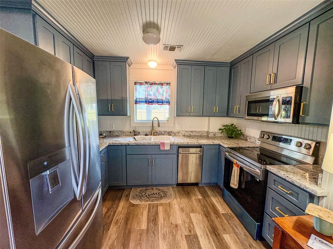 Interior, Kitchen, Stainless Steel Appliances, Wood Texture Flooring