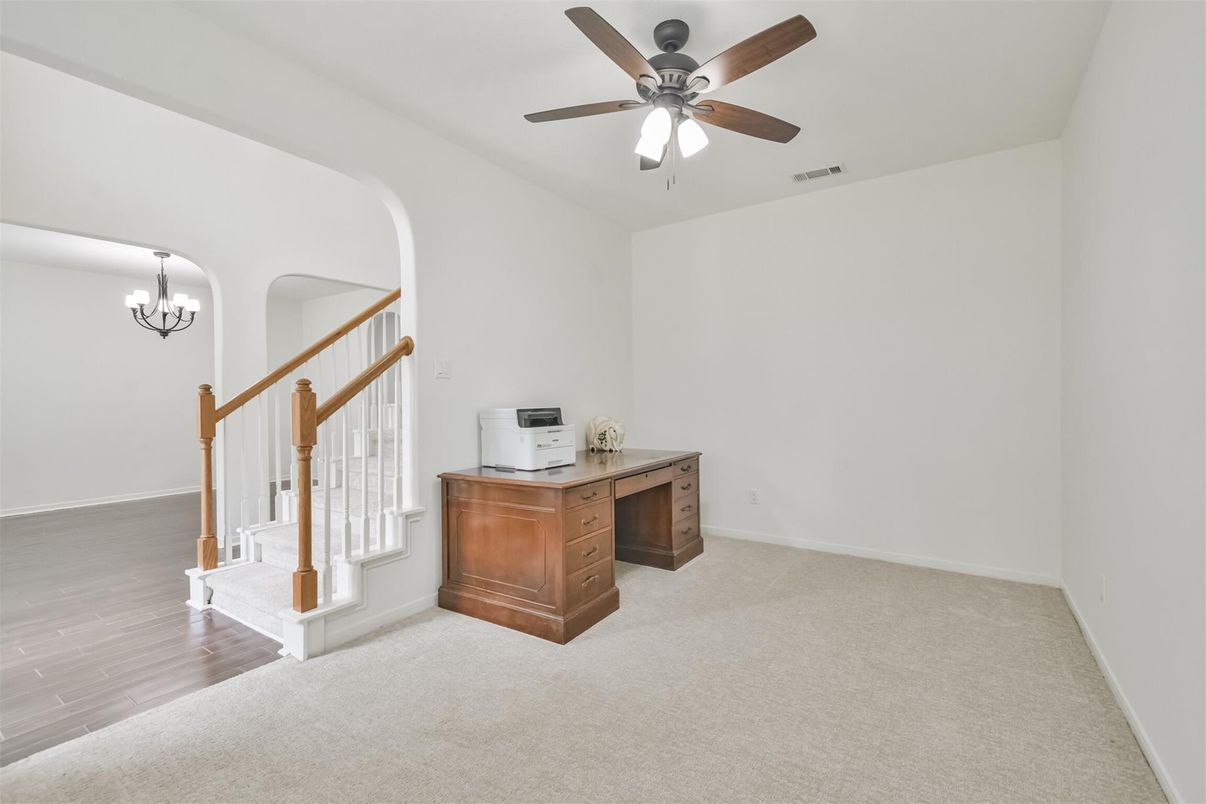 Chandelier, Home Office, Interior, Wood Texture Flooring