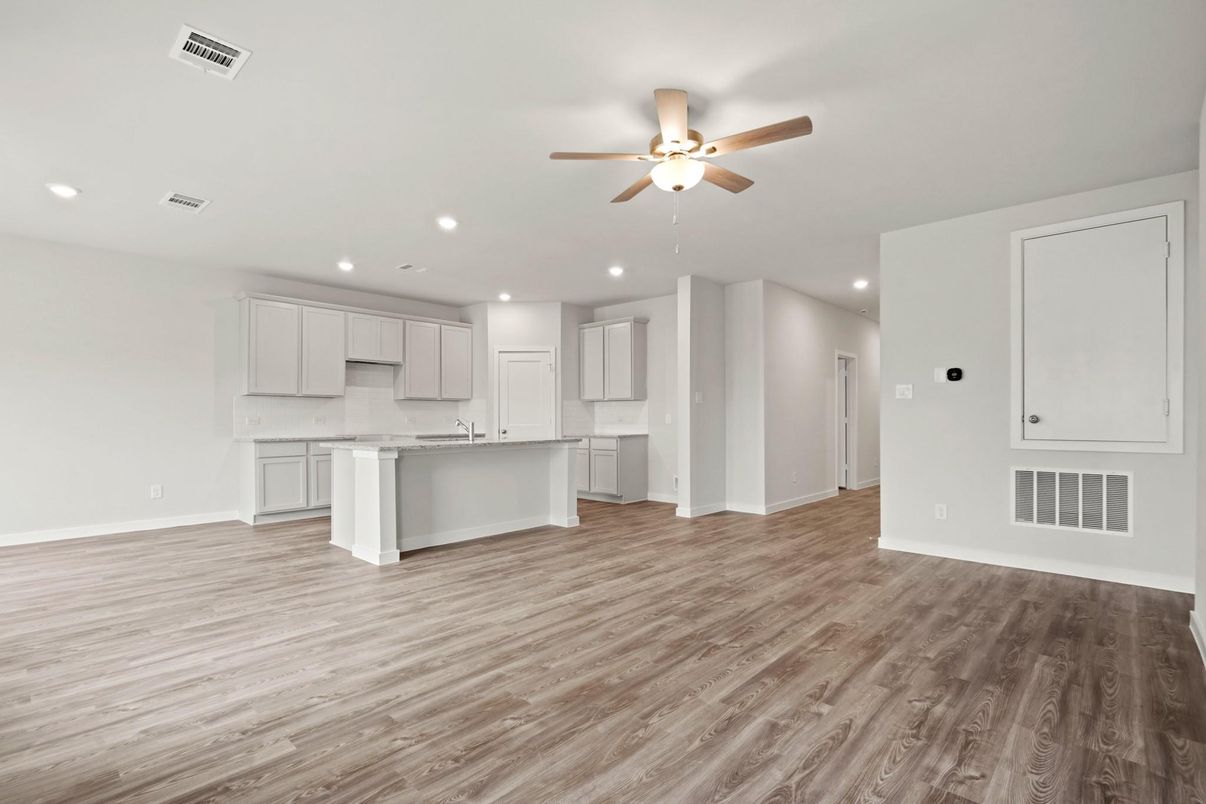 Interior, Kitchen, Recessed Lighting, Wood Texture Flooring