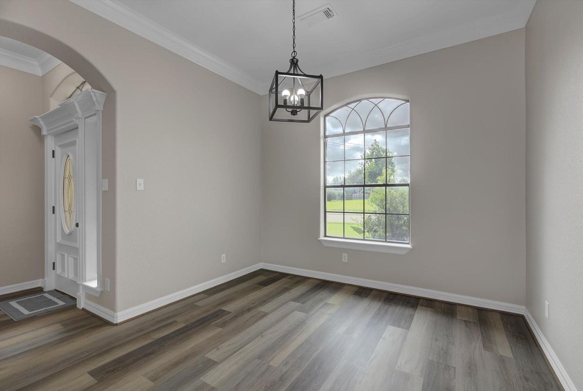 Empty room, Interior, Pendant Lights, Wood Texture Flooring