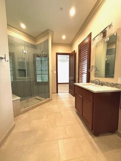 Bathroom, Glass Shower, Interior, Recessed Lighting