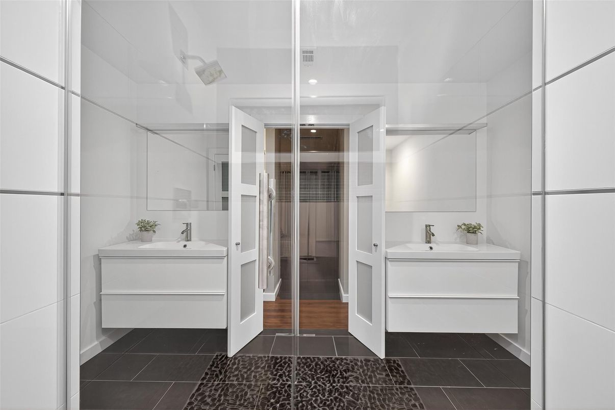 Bathroom, Dual Sink Vanities, Glass Shower, Interior, Recessed Lighting