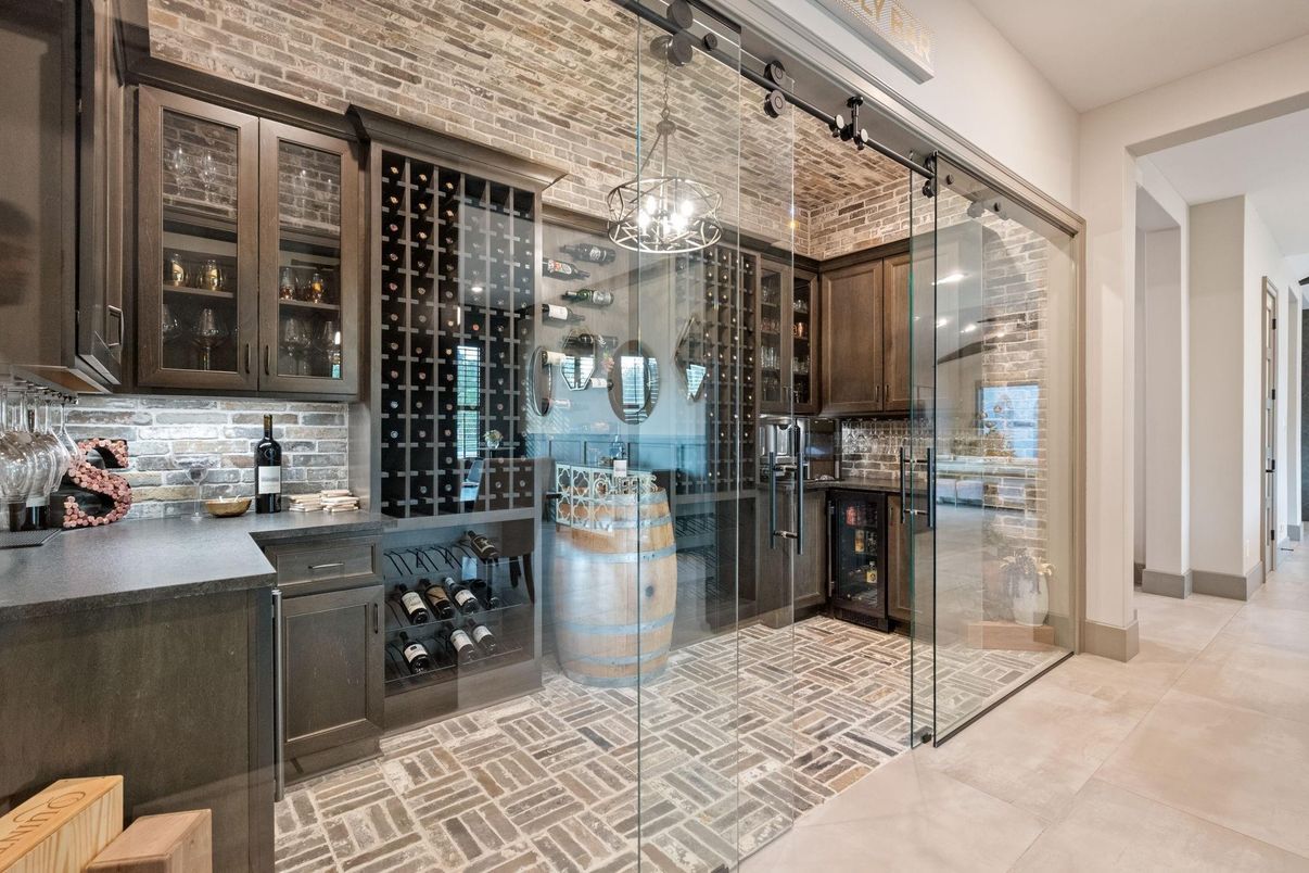 Interior, Pendant Lights, Stone Walls, Wine Storage