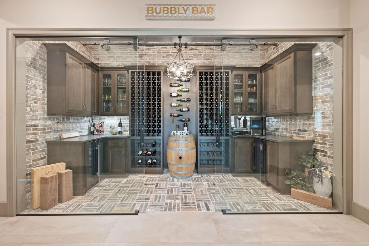 Interior, Pendant Lights, Stone Walls, Wine Storage